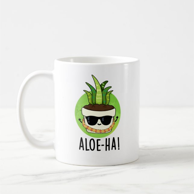 Taza De Café Aloe-ha Funny Hawaiian Plant Pun (Izquierda)