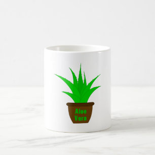 Taza De Café Aloe Vera con una etiqueta