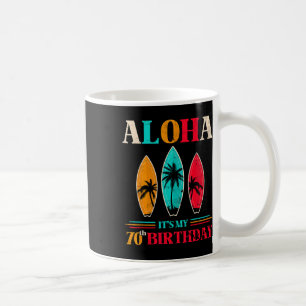 Taza De Café Aloha 70 cumpleaños Hawái Playa Tropical Surfing