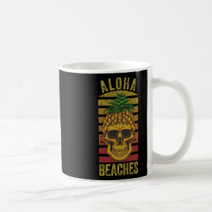 Taza De Café Aloha de Piña Hawaiana Skull Playas Funny Hawai