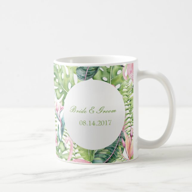 Taza De Café Aloha Flamingo Tropical Beach Wedding (Derecha)