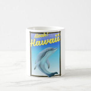 Taza De Café ¡Aloha! ¡Hawái! Afiche de viaje para delfines
