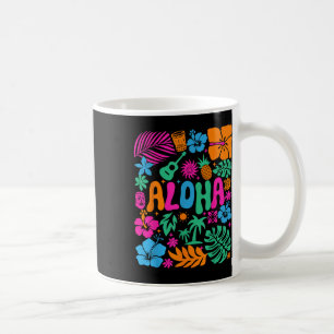 Taza De Café Aloha Hawái Boho Retro Shaka Hibisco Vacaciones Tr