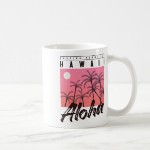 Taza De Café Aloha Hawái Palma Retro Atardecer Playa Chicas Bo