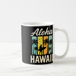 Taza De Café Aloha Hawái - Playa de surf palmera puesta de sol 