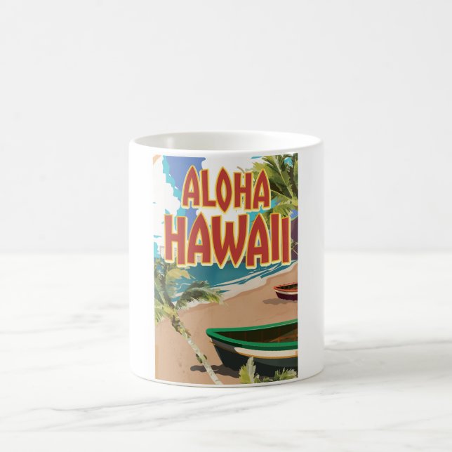 Taza De Café Aloha Hawaii - Afiche de viajes (Centro)