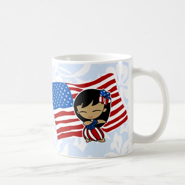 Taza De Café Aloha Honeys Bandera USA Hula Chica Mugs (Derecha)