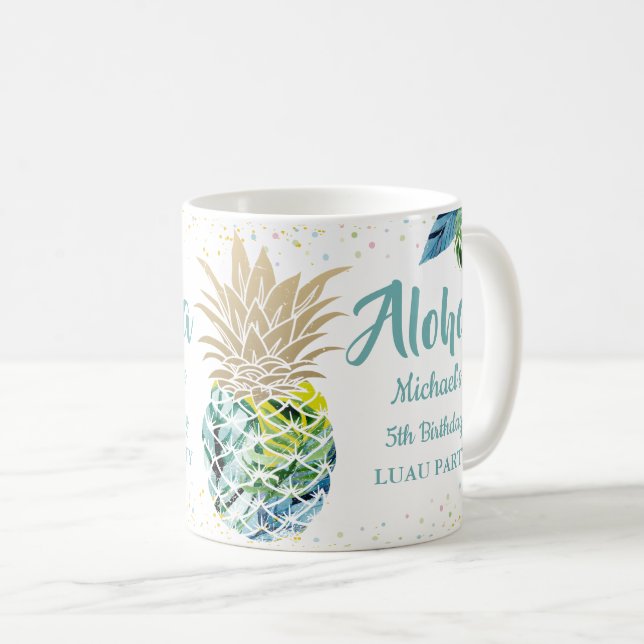 Taza De Café Aloha Watercolor Tropical Pineapple Coffee Mug (Anverso derecho)