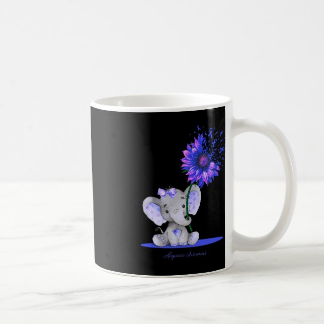 Taza De Café ALOPECIA SENSIBILIZACIÓN Cute Elefante Azul giraso (Derecha)