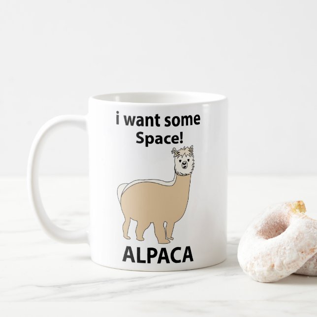 Taza De Café Alpaca quiero algo de espacio divertida Alpaca (Con donut)