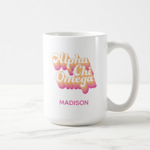 Taza De Café Alpha Chi Omega   Escritura Groovy