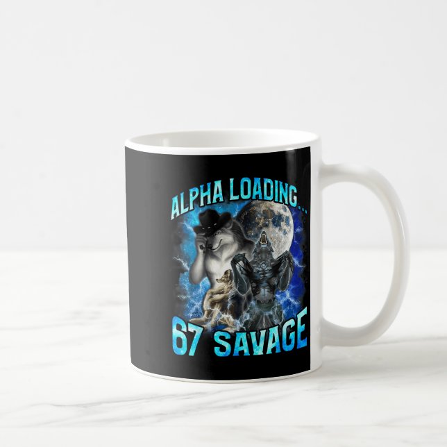 Taza De Café Alpha Wolf Loading 67 Percent Savage Funny Wolves  (Derecha)