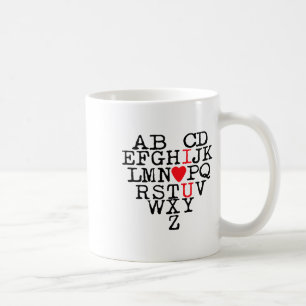 Taza De Café Alphabet Abc I Love You T Shirt Día de San Valentí