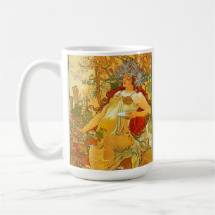 Taza De Café Alphonse Mucha Art Nouveau Otoño