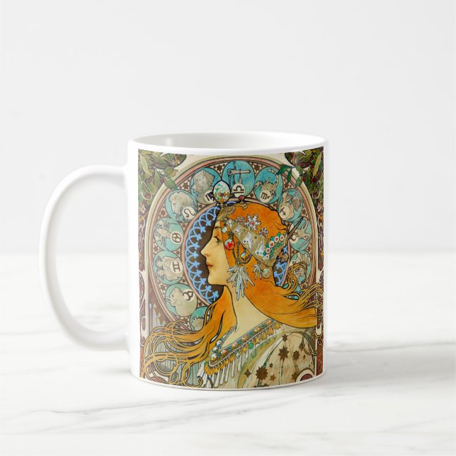 Taza De Café Alphonse Mucha Art Nouveau Zodiac (Izquierda)