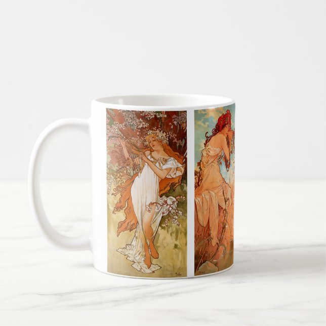 Taza De Café Alphonse Mucha, Cuatro Estaciones (Izquierda)