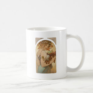 Taza De Café Alphonse Mucha Frutas Art Nouveau Vintage Doncella