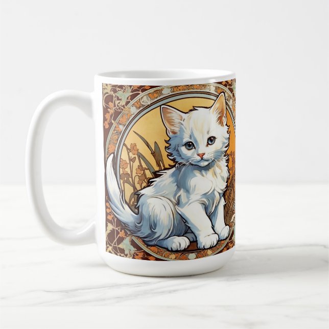 Taza De Café Alphonse Mucha Style Cat (Izquierda)
