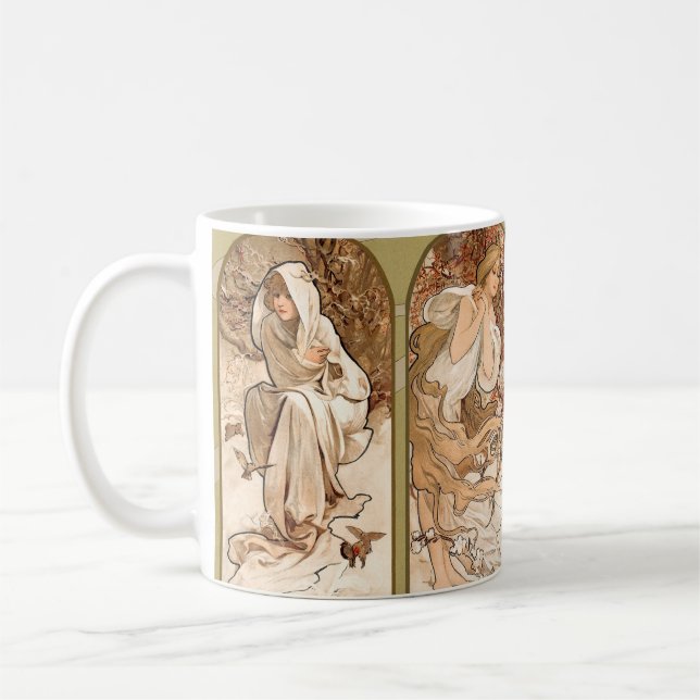 Taza De Café Alphonse Mucha The Seasons 1897 Art Nouveau (Izquierda)