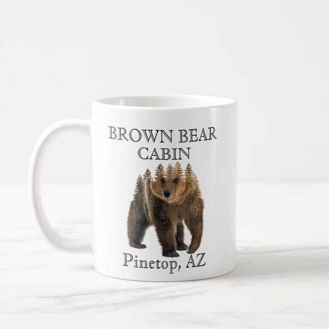 Taza De Café Alquiler de osito de cabaña de montaña personaliza (Izquierda)