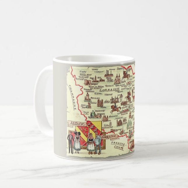 Taza De Café Alsacia Lorraine Francia Ilustración Mapa Mug (Anverso izquierdo)