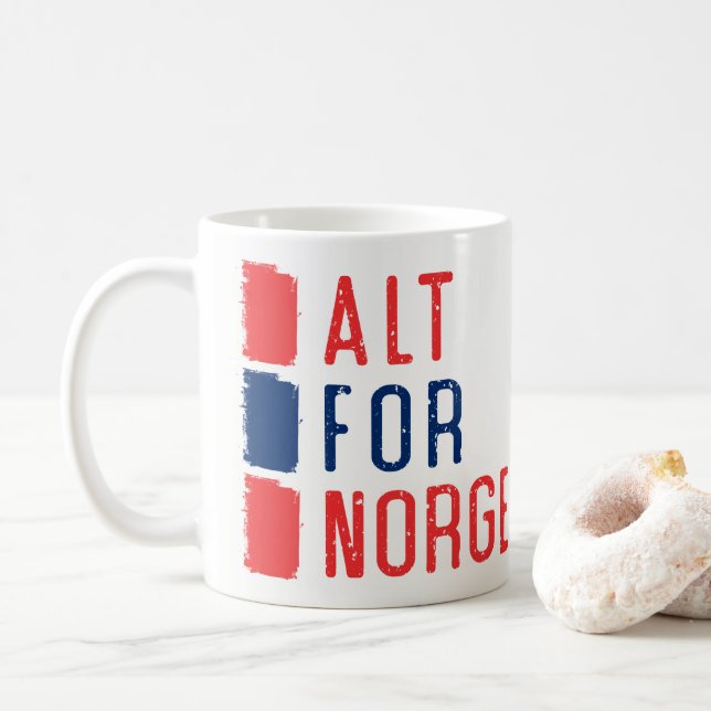 Taza De Café Alt para Norge, noruego Motto Mug (Con donut)