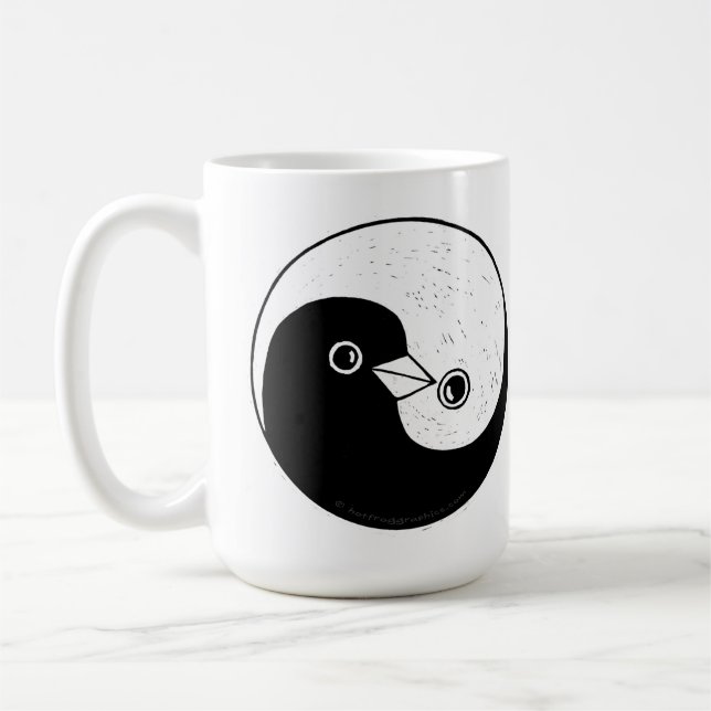 Taza de café alta con las palomas de Yin Yang de (Izquierda)
