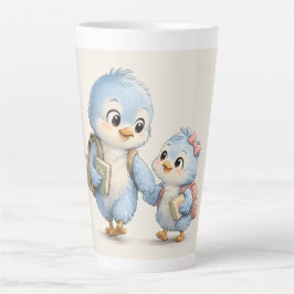 Taza de café alta de latte Little Cute Blue Bird