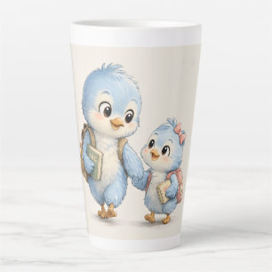 Taza de café alta de latte Little Cute Blue Bird