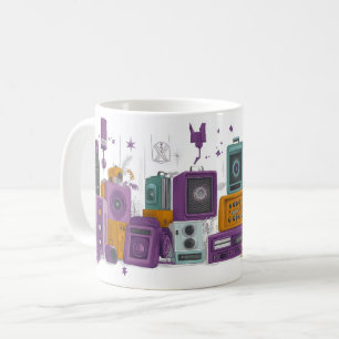 Taza De Café Altavoces de audio estilo retro rodeados de rosas