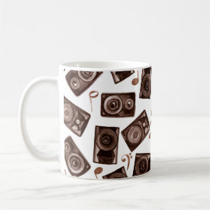 Taza De Café Altavoces de música de ilustracion acuarela con no