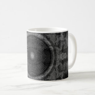Taza De Café Altavoces de música en blanco y negro