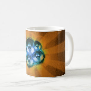 Taza De Café Altavoces de música y ráfaga de sol naranja