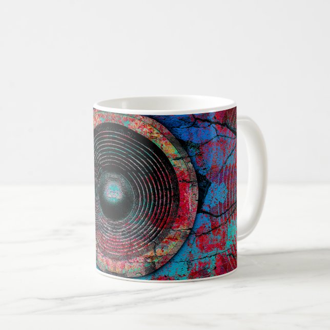 Taza De Café Altavoces rojos de música en una pared rota (Anverso derecho)