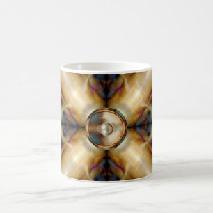 Taza De Café Altavoz musical de fondo dorado