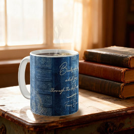 Taza De Café Alte Bücher - goldene Ornamente - blau |