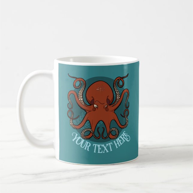 Taza De Café Alternative Octopus Artwork Add Your Text Design (Izquierda)