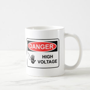 TAZA DE CAFÉ ALTO VOLTAJE DEL PELIGRO