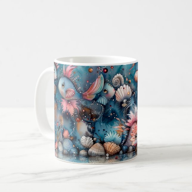Taza De Café Alumnos de peces divertidos del mar (Anverso izquierdo)