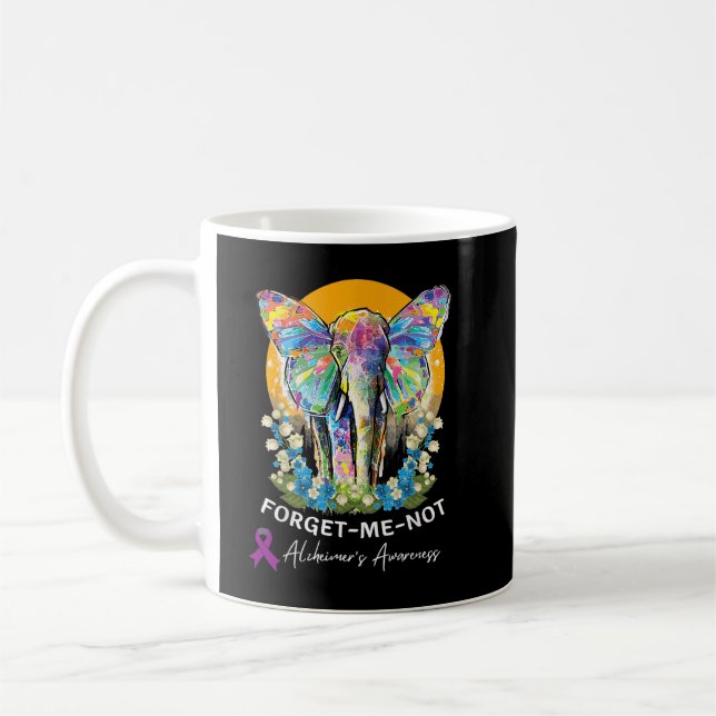 Taza De Café Alzheimer Elephant Forget-me-not Alzheimer Awarene (Izquierda)