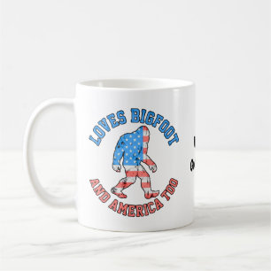 Taza De Café Ama a Bigfoot y a Estados Unidos Demasiado Patriot