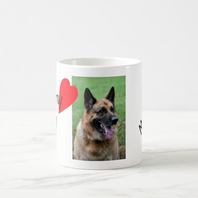Taza De Café Ama a mi perro, con tu nombre, tu perro (Centro)