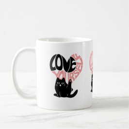Taza De Café Ama a ti mismo Gato divertido
