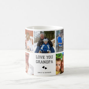 Taza De Café Ama Abuelo Collage de fotos personalizado Coffee