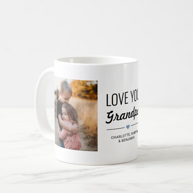 Taza De Café Ama, abuelo, Personalizado de cumpleaños. (Anverso izquierdo)