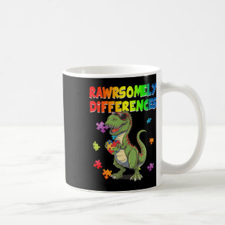 Taza De Café Ama el Autismo T Rex Dinosaurio Rawrsomely Diferen
