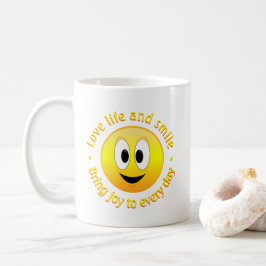 Taza De Café Ama La Vida Y Trae Alegría Cara Feliz