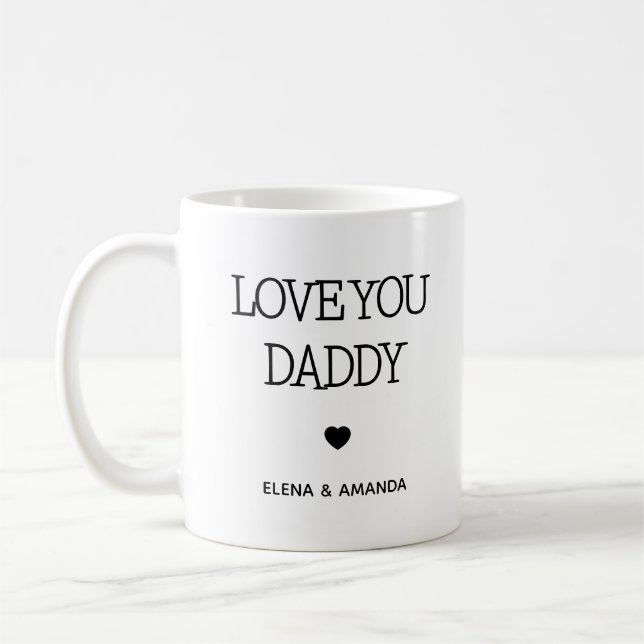 Taza De Café Ama Papi | Texto manuscrito de la foto (Izquierda)