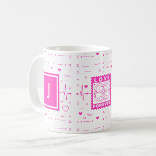 Taza De Café Ama por siempre Personalízalo con tus iniciales