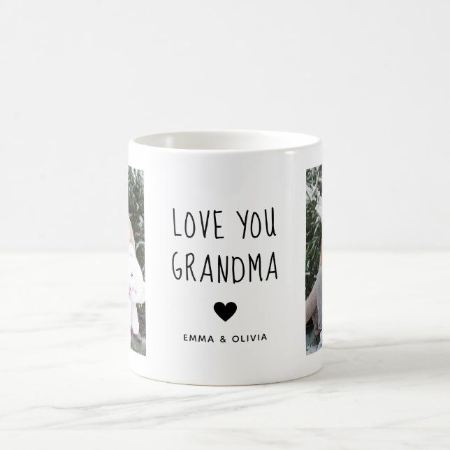 Taza De Café Ama tu abuela | Dos fotos personalizado (Centro)